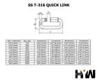 T316 Stainless Steel Quick Link Marine Grade Boating Or Rigging 1 8  To 5 8 