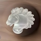 Bohemian Czech Art Deco Crystal Horse Head Frosted Glass Paperweight