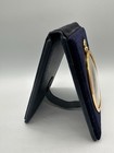 Antique 24 Kt Gold Plated Oval Picture Frame Leather Folding Easel Travel Case