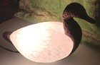 Vintg Duck Table Lamp Night Light Iron Base With Frosted White Glass Shade