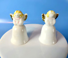 Vtg Christmas Mini Pixie Elves Angel Ms Santa Bell Japan Ceramic Set 8 Ornaments