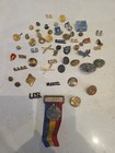 Lot Of Vintage Military Ribbons  Buttons And Pins