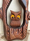 Vintage Wooden Owl Felt Eyes Wall Art Decor Rustic Woodland Cryptomeria