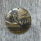 Vintage John Deere Christmas Ornament 1993 Antique Brass Tractor Holidays Santa