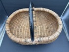 Xl Large 21   x 15 Primitive Vintage Basket With Wood Handle