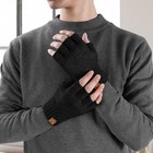 Lades Thermal Fingerless Winter Gloves For Men   Women  Knit Half Finger