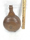 Antique Canteen Flask Early Hand Carved Wood 9 5x6x3 5 Stunning Converted 18thc 