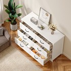 Dresser For Bedroom   6 Drawer Dresser With Metal Handle  Chest Of Drawers For L