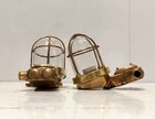 Set Of 2 Antique Brass Nautical Bulkhead Lights     Salvage Wall   Ceiling Mount