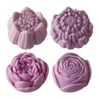 4pcs Peony Candle Molds Silicone Soap Mold Flower Diy Handmade Craft Wax Moulds