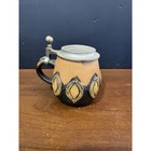 Small Lidded Stein - Brown   Black Diamond Pattern