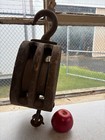 Antique Double Heavy Wood And Metal Pulley Block Tackle Ship Pulley Primitive
