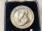 Y6542 Kunsho Sterling Silver Medal Emperor Meiji Portrait Box Japan Antique