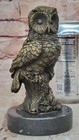 Bronze Marble Base Owl Bird Sculpture Statue Figure Art Deco Hot Cast Figurine