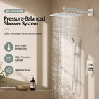 Shower Faucet Set Bathroom Square Rain Shower Head With Handheld Spray Wall Moun