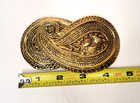 Vtg Gold Tone Brass Paisley Hook   Eye 2 Piece Belt Buckle Statement Texture