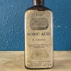 Vintage Eli Lilly Boric Acid Solvets Amber Glass Medicine Bottle Original Label