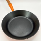 Vtg Le Creuset Skillet Enameled Cast Iron Pan Flame Orange  24 Wood Handle