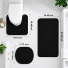 Bathroom Rug Set 3pcs Non Slip Bath Mat Toilet Lid Cover Water Absorbent Black