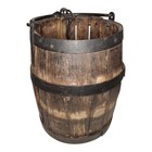 Antique 11  Wrought Iron Banded Wooden Barrel Well Bucket Primitive