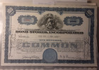 Stock Certificate 100 Shares Bond Stores  Incorporated 12 26 1940  24e-4418 wb1 