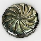 Vintage Silver Swirl Compact Mirror   Art Deco Style Collectible Makeup Case 74g