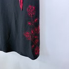 Vintage Black Sleeveless A Line Dress Size 4 Red Floral Embroidery Twee Cocktail