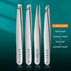 4 Pcs Stainless Steel Eyebrow Tweezers Set For Facial Hair Inward Growing Hair