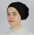 Modefa Women s Islamic Turkish Cap Non-slip Cotton Bonnet Volumizing - Black