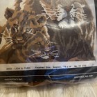 Vintage Mazaltov   s Lion   Cubs Needlepoint Kit  2003 14x14 Nos Sealed Wool