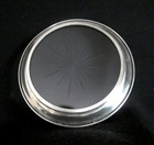 Vintage Sterling Silver Edge Wine Bottle Coaster Starburst Glass Insert 5    Round