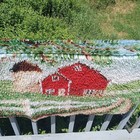 Vintage Hand Hooked Rug Farm Scene 36 x27 