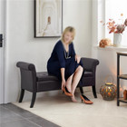 52in Ottoman Bench Folding Storage Ottoman Bench Tufted Faux Leather Entryway Be