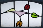 Floral Abstract Old English Leaded Stained Glass Window 20 25  X 14 75 
