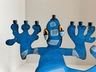 Acme Animal - Original  Hand-painted Blue Lizard Hanukkah Menorah
