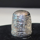 Vintage  thailand  Elephants In Hi-relief Pewter Thimble   1 Inch