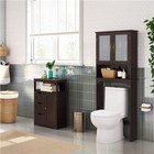 Modern Free-standing Over-the-toilet Storage With 2-door Tempered Glass Cabinet 