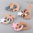 4 Complete Sets Of Wooden Silicone Teething Toy With Pacifier Clip Bpa Free 