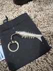 Vintage Articulated Flexible Fish Silverish gold Toned Pendant Keychain
