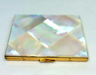 Vtg Elgin American White Mother Of Pearl Brass Makeup Compact 2 3 4  X 2 1 4  