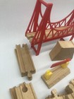 Wooden Railway Train Road Track Lot Of 24 Variety Pieces Thomas   Brio Bridge
