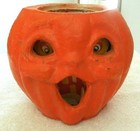 Vintage Paper Mache Halloween Pumpkin Jack-o-lantern  5 1 2  Tall Jol