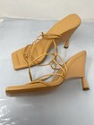 Gia Borghini X Rhw Rosie Leather Square Toe Wedge Sandals Peach New Size 39