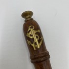 Vintage Nautical Magnifying Glass Wood Handle Brass Anchor Inlay Brown Gold Map