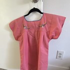 Handmade Pink Embroidered Mexican Dress  Woven Cotton  Women   s One Size