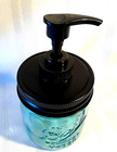 Ball Blue 1 2 Pint Soap   Lotion Dispenser Pump  Small Aqua Mason Jar - Black