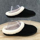 Dearfoams Slip On Mule Slippers Womens 9-10 Indoor Knit Comfort Faux Fur Black