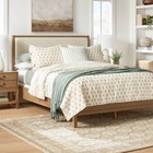Full queen Lofty Cotton Slub Woodblock Print Floral Quilt Off White mauve
