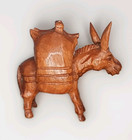 Vtg Hand Carved Wood Donkey Burro Figurine Business Card Holder Mexico Signed Jp