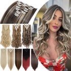 Real Thick 8 Pcs Clip In 100  Natural Full Head Hair Extensions As Human Brown